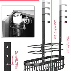 Hair Dryer Holder, Hair Dryer Holder Adjustable Height, Bathroom Hair Dryer Organizer Under Sink, Over Door/Over Cabinet Hair Dryer Holder for Flat Irons, Curling Wands, 3 Sections Large Capacity