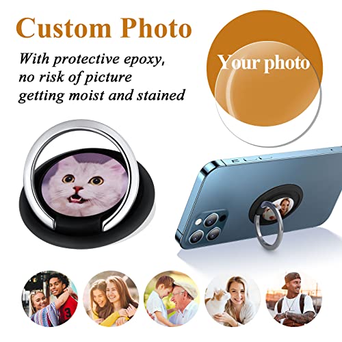 Phone Ring Holder with Customized Photo Logo Image Printed Finger Grip Stand Hand Free 360 Degree Rotating Adhesive on Various Mobile Phone Cases Grip Stand