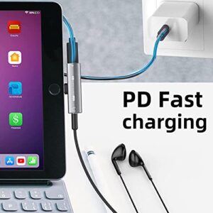 USB C to 3.5mm Headphone and Charger Adapter, 2 in 1 USB C to 3.5mm Audio and PD 60W Fast Charge Fit for Galaxy S23 S22 S21 S20 Ultra Note 20 10, Google Pixel 7 6 Rro 5 4 XL 3 XL 2XL,iPad Pro (Grey)