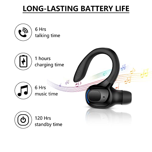 JAKPAK Bluetooth Earpiece for iPhone 13 Pro Max Wireless Bluetooth Headset V5.2, Driving Earpiece with Mic for Driving/Business/Office, Hands-Free Earphones for Galaxy S22 Ultra (Only for Right Ear)