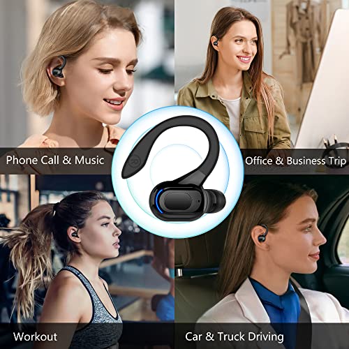 JAKPAK Bluetooth Earpiece for iPhone 13 Pro Max Wireless Bluetooth Headset V5.2, Driving Earpiece with Mic for Driving/Business/Office, Hands-Free Earphones for Galaxy S22 Ultra (Only for Right Ear)