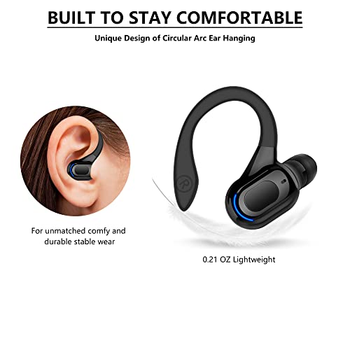 JAKPAK Bluetooth Earpiece for iPhone 13 Pro Max Wireless Bluetooth Headset V5.2, Driving Earpiece with Mic for Driving/Business/Office, Hands-Free Earphones for Galaxy S22 Ultra (Only for Right Ear)