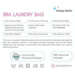 Simply Stellar 2 Pack | Eco-Friendly | Bra Bags for Laundry and Travel | Lingerie Bags for Washing Delicates | Delicates Bag for Washing Machine | Mesh Laundry Bags for Delicates | Recycled Materials