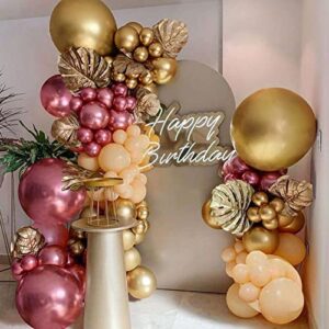 topllon rose gold balloon arch kit 130 pcs, pink gold balloons garland nude metallic mauve balloon baby shower decorations for girl bridal shower birthday