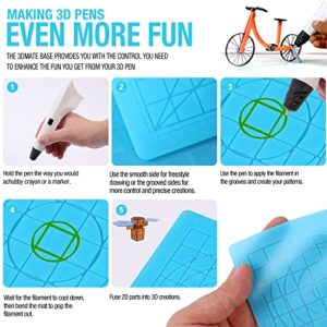 Small Size 3D Pen Mat - 3D Printing Mat for Beginners - 6.7x6.7 inch 3D Pen Mat for 3D Pens - 3D Pen Accessories Compatible with Stencils - Blue