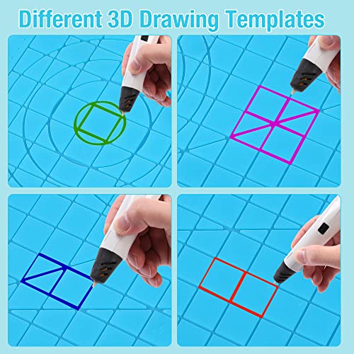 Small Size 3D Pen Mat - 3D Printing Mat for Beginners - 6.7x6.7 inch 3D Pen Mat for 3D Pens - 3D Pen Accessories Compatible with Stencils - Blue