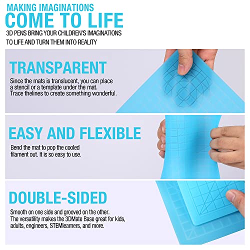 Small Size 3D Pen Mat - 3D Printing Mat for Beginners - 6.7x6.7 inch 3D Pen Mat for 3D Pens - 3D Pen Accessories Compatible with Stencils - Blue