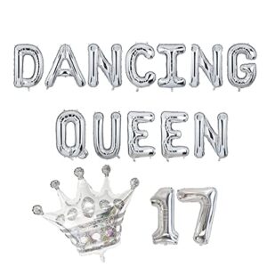 dancing queen 17th birthday decoration silver dancing queen 17 balloons for girls 17th birthday party balloons 17 birthday decorations supplies