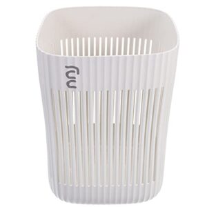 kichvoe waste paper basket, hollow pattern desktop trash can white rubbish bin without lid for home, office, living rooms, bedrooms