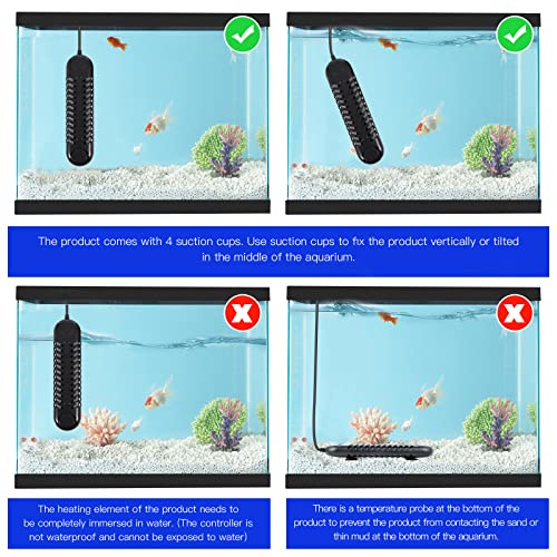 Buinto Fish Tank Heater. Aquarium Heater. Small Pond Heater. 800W. 1200W Double-Tube Heating, Energy Saving and Power Saving. Suitable for Freshwater and Saltwater Aquariums (1200W)