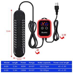 Buinto Fish Tank Heater. Aquarium Heater. Small Pond Heater. 800W. 1200W Double-Tube Heating, Energy Saving and Power Saving. Suitable for Freshwater and Saltwater Aquariums (1200W)