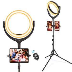 luxsure selfie ring light with phone tripod stand,tripod for iphone/ipad with ring lights,10" led touch control circle lighting with phone holder for video recording/youtube/tiktok/live stream/makeup