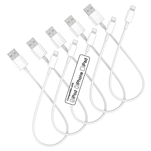 5 Pack [Apple MFi Certified] Short Lightning Cable 1ft, Apple Original USB to lightning cable 1 Foot, Fast iPhone Charger Cord for iPhone 13 Pro Max/iPhone 13/12Pro Max/12 Pro/11/Se2022/X/8/iPad,White