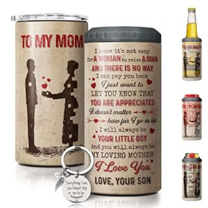 sandjest mom tumblers - to my mom gift from son 12oz 4-in-1 tumbler & can cooler stainless steel insulated - moms can coozie for standard size cans - christmas, birthday, mother's day gifts
