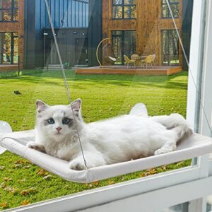 cat hammock perch cat window hammock bed seat shelf for indoor cats resting seat safety holds two cats, cat perch safety resting shelf 360°sunny seat space saving cat beds (premium silver gray)
