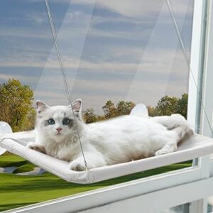 cat Hammock Perch cat Window Hammock Bed seat Shelf for Indoor Cats Resting Seat Safety Holds Two Cats, Cat Perch Safety Resting Shelf 360°Sunny Seat Space Saving Cat Beds (Premium Silver Gray)