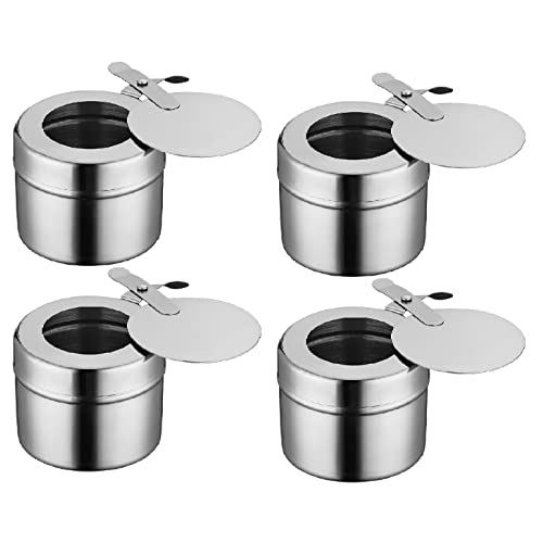 Fuel Holder for Chafer, 4PCS Stainless Steel Chafing Fuel Holder with Cover for Chafing Dishes, Buffet Barbecue Party Events