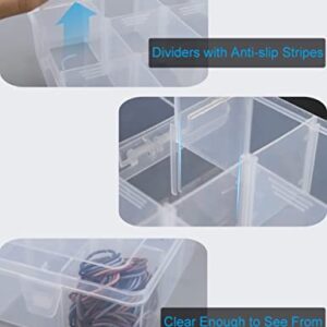 Hlotmeky Plastic Organizer Box with Dividers Bead Organizer 15 Large Grids Tackle Box Organizer Clear Snackle Box Container