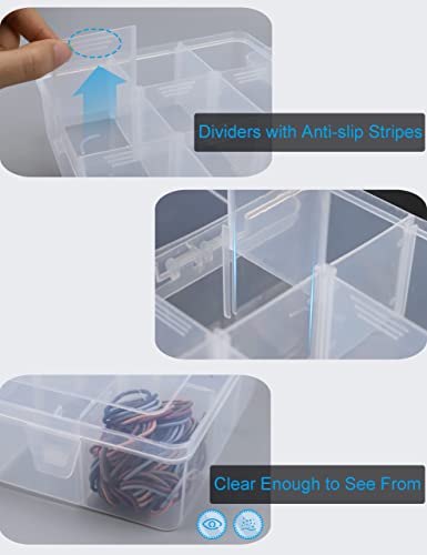 Hlotmeky Plastic Organizer Box with Dividers Bead Organizer 15 Large Grids Tackle Box Organizer Clear Snackle Box Container