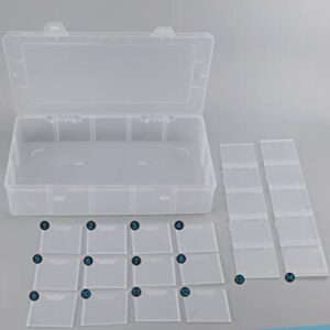 Hlotmeky Plastic Organizer Box with Dividers Bead Organizer 15 Large Grids Tackle Box Organizer Clear Snackle Box Container