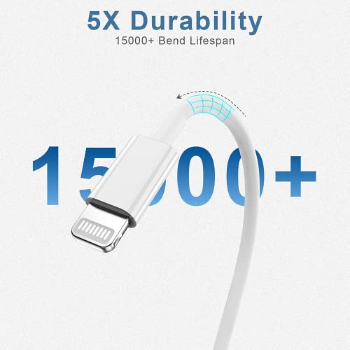 5 Pack [Apple MFi Certified] iPhone Charger 3ft, Apple USB to Lightning Cable 3 Foot, Original Fast iPhone Charging Cord for iPhone 13 Pro Max/iPhone 13/12Pro Max/12 Pro/11/Se2022/XR/X/8/iPad, White