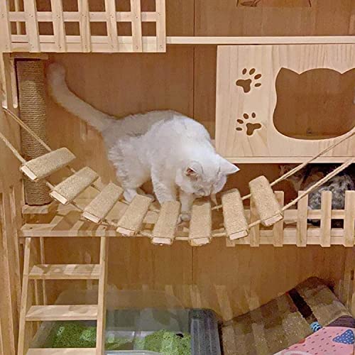 AGRICUE Cat Climbing Frame Outdoor Cat Tree Wall Climbing Bridge Climbing Rope Ladder for Cat Pets Climbing Frame for Wall Cat Wall Furniture Hemp Rope 20 inch Ladder