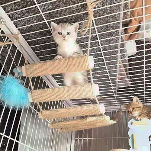 AGRICUE Cat Climbing Frame Outdoor Cat Tree Wall Climbing Bridge Climbing Rope Ladder for Cat Pets Climbing Frame for Wall Cat Wall Furniture Hemp Rope 20 inch Ladder
