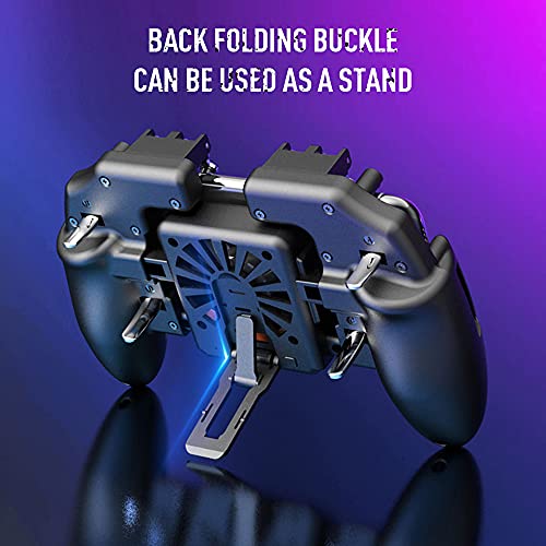 ZOMTOP Mobile Gaming Controller with Cooling Fan and 4 Triggers for 6-Finger Operation on 4.7-6.5" iOS and Android Phones - L1R1 L2R2 Gaming Grip Gamepad(With cooling fan)