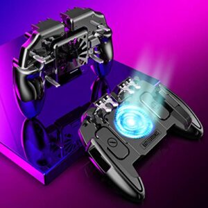 ZOMTOP Mobile Gaming Controller with Cooling Fan and 4 Triggers for 6-Finger Operation on 4.7-6.5" iOS and Android Phones - L1R1 L2R2 Gaming Grip Gamepad(With cooling fan)