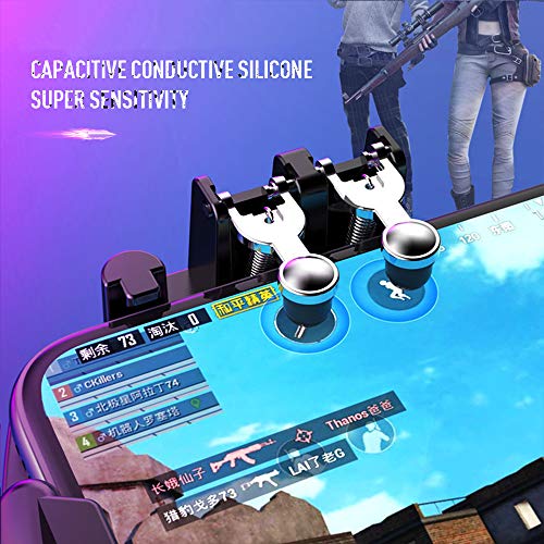 ZOMTOP Mobile Gaming Controller with Cooling Fan and 4 Triggers for 6-Finger Operation on 4.7-6.5" iOS and Android Phones - L1R1 L2R2 Gaming Grip Gamepad(With cooling fan)