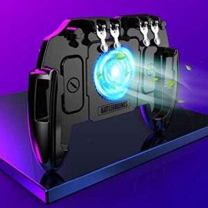 ZOMTOP Mobile Gaming Controller with Cooling Fan and 4 Triggers for 6-Finger Operation on 4.7-6.5" iOS and Android Phones - L1R1 L2R2 Gaming Grip Gamepad(With cooling fan)