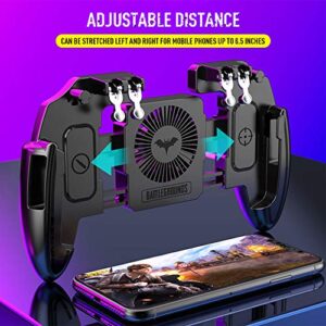 ZOMTOP Mobile Gaming Controller with Cooling Fan and 4 Triggers for 6-Finger Operation on 4.7-6.5" iOS and Android Phones - L1R1 L2R2 Gaming Grip Gamepad(With cooling fan)