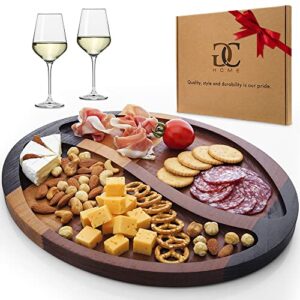 cg home heat-treated wooden beech large cheese board, large oval charcuterie board platter unique housewarming & bridal shower gift serving solid tray sturdy & durable