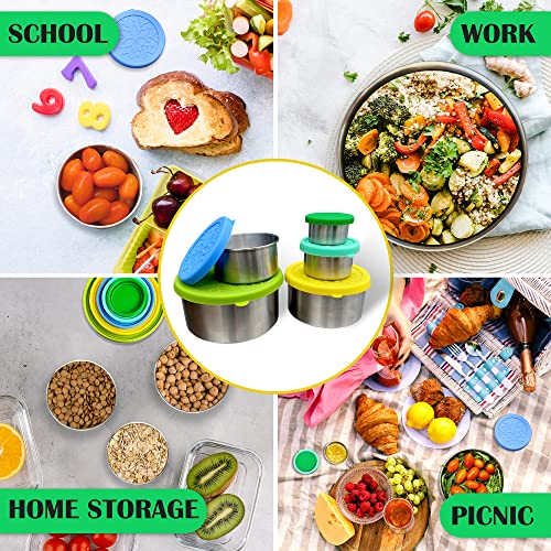 WEST BROS Stainless Steel Food Containers with Lids Set - Metal Snack Container for Kids Adults - Leakproof Bento Box Storage Lunch Box with Silicone Lids