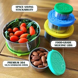 WEST BROS Stainless Steel Food Containers with Lids Set - Metal Snack Container for Kids Adults - Leakproof Bento Box Storage Lunch Box with Silicone Lids