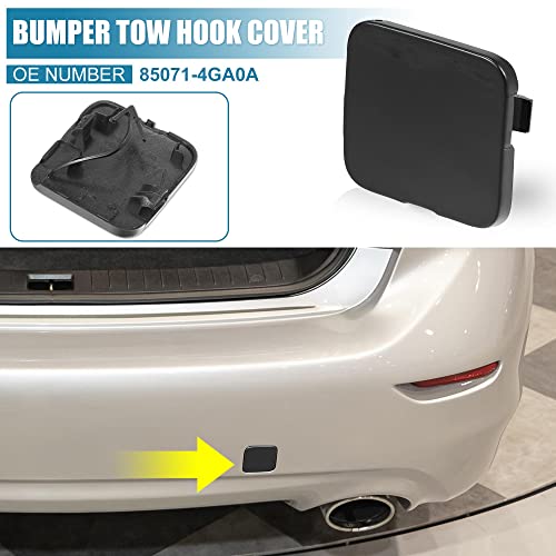 X AUTOHAUX Car Rear Bumper Tow Hook Cover 85071-4GA0A for Infiniti Q50 2014-2018 Tow Hook Eye Lid Cover Trailer Cap Midnight Black