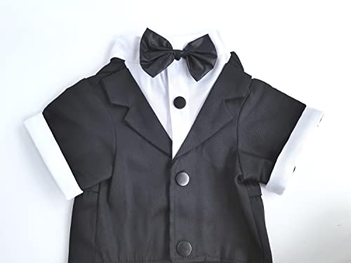 PAWSINSIDE Dog Tuxedo Pet Tuxedo Shirt with Black Bowtie Formal Suit Costume for Wedding Party (X-Large, Black-Collarless)