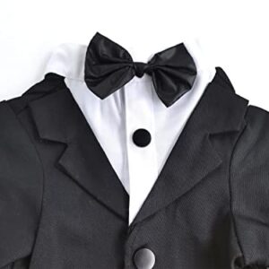 PAWSINSIDE Dog Tuxedo Pet Tuxedo Shirt with Black Bowtie Formal Suit Costume for Wedding Party (X-Large, Black-Collarless)