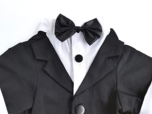 PAWSINSIDE Dog Tuxedo Pet Tuxedo Shirt with Black Bowtie Formal Suit Costume for Wedding Party (X-Large, Black-Collarless)