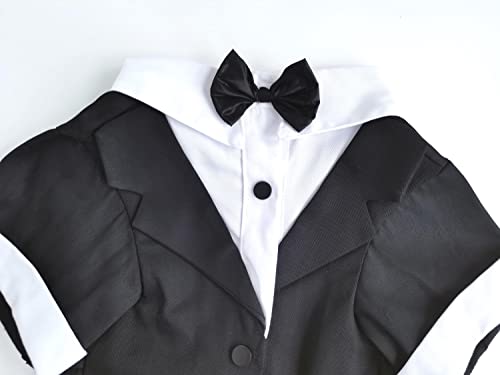 PAWSINSIDE Dog Tuxedo Pet Tuxedo Shirt with Black Bowtie Formal Suit Costume for Wedding Party (X-Large, Black-Collared)