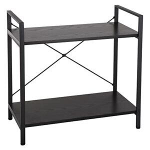 SUPER DEAL 2 Tier Small Bookshelf for Small Space,Industrial Shelving Unit for Bedroom, Living Room and Home Office, Black