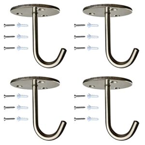 mimobei stainless steel utility ceiling hooks,60lbs ceiling hooks heavy duty,ceiling hooks for hanging lights,plants,pots and pans,mugs,ceiling fan,project screen(4 pack)