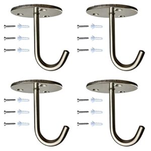 MIMOBEI Stainless Steel Utility Ceiling Hooks,60Lbs Ceiling Hooks Heavy Duty,Ceiling Hooks for Hanging Lights,Plants,Pots and Pans,Mugs,Ceiling Fan,Project Screen(4 Pack)