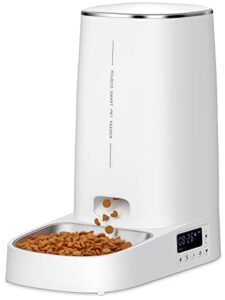 rojeco automatic cat feeders, 4l cat food dispenser with meals and portion programmable，detachable body design for cleaning, dual power supply and low food alarms, auto timed feeder for cats and dogs