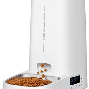 ROJECO Automatic Cat Feeders, 4L Cat Food Dispenser with Meals and Portion Programmable，Detachable Body Design for Cleaning, Dual Power Supply and Low Food Alarms, Auto Timed Feeder for Cats and Dogs