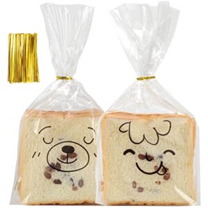 hallowmas treat bags, plastic bread bags for homemade bread gift giving, 12'' x 8'' bread loaf storage bags, cello bags for halloween gifts with ties for for home bakers and bakery owners