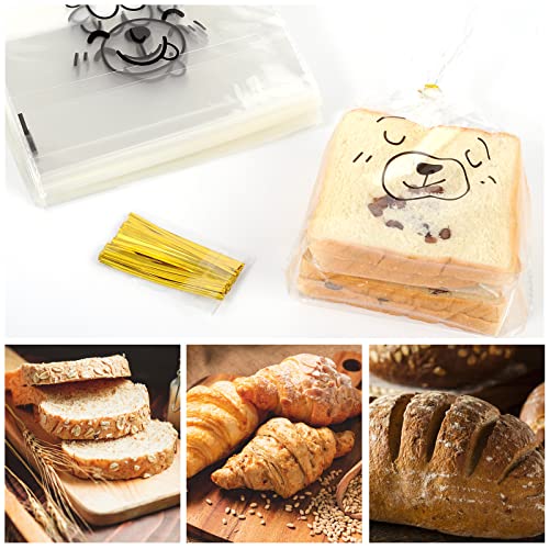 Hallowmas Treat Bags, Plastic Bread Bags for Homemade Bread Gift Giving, 12'' x 8'' Bread Loaf Storage Bags, Cello Bags for Halloween Gifts with Ties for for Home Bakers and Bakery Owners