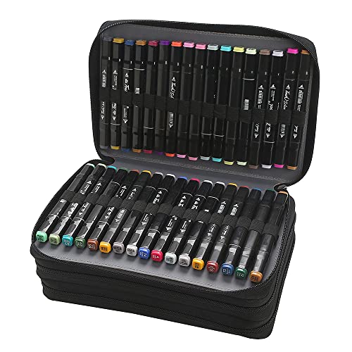 Lbxgap Marker Pen Organizer Case Lipstick Organizer 102 Slots Large Capacity with Handy Wrap Portable Multilayer Holder for Prismacolor Markers, Touch Spectrum Noir Paint Sharpie Markers