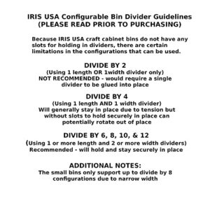 Bin Better - IRIS USA Compatible Configurable Large Drawer Dividers for Plastic Storage Craft Cabinets (4X Length + 4X Width Pieces)
