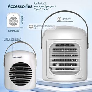 Personal Portable Air Conditioner,2000 mAh Rechargeable Mini Air Cooler Fan,Desk Portable Ac with Ice Packs